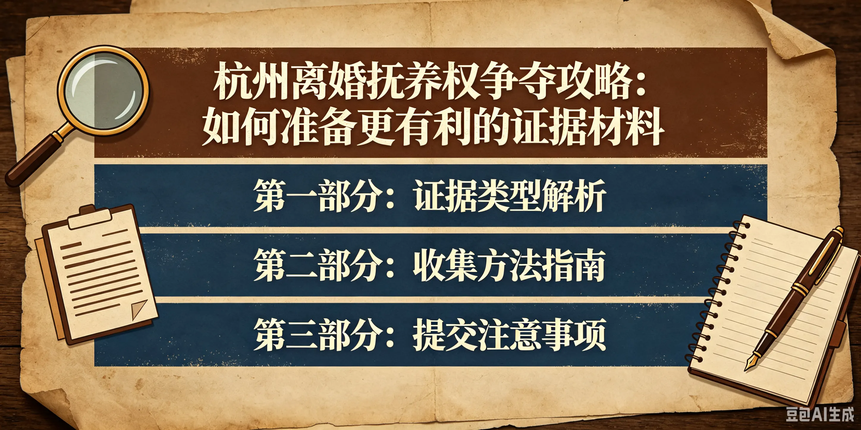 杭州离婚抚养权争夺攻略:如何准备更有利的证据材料配图